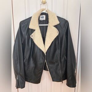 Old Navy Faux Leather Sherpa Collar Jacket